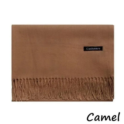Women Cashmere Wool Scarf Wraps Warm Blanket Scarves Women Solid Color Cashmere Scarves with Tassel