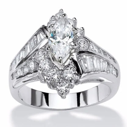 Ring Luxury Oval White Sapphire Two Tone Diamond Jewelry Anniversary Proposal Promise Gift Party Bridal Engagement Wedding Band Rings for Bride Women Size 5 6 7 8 9 10
