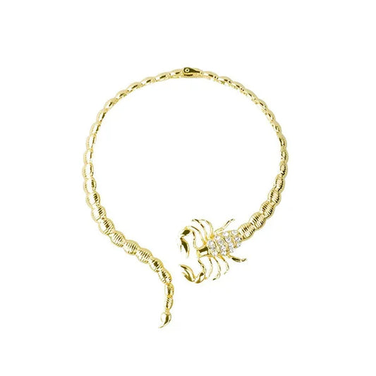 Punk Gothic Jewelry Fashion Personality White Rhinestone Gold/silver Plated Collar Scorpion Style Party Wedding Lady's Necklace