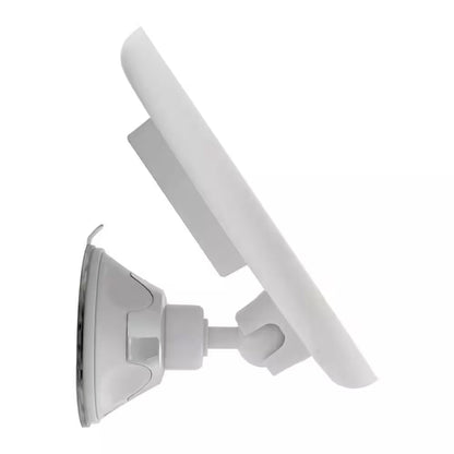 7.75 In. L X 6.5 In. W LED Lighted round Suction Cup Wall Mount 10X Magnification Beauty Makeup Mirror in White