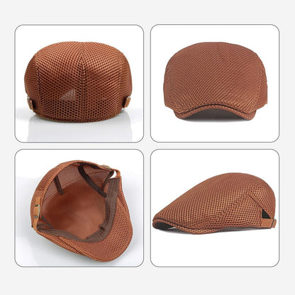 Men'S Mesh Flat Cap Breathable Summer Newsboy Hat Beret Ivy Cap Irish Cabbie Gatsby Driving Hunting Hats