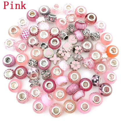 40/80pcs Fashion bracelet 925 Sterling Silver large hole beaded isolation beads Crystal bead DIY jewelry accessories.