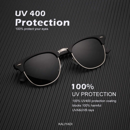 Polarized Sunglasses for Men and Women Semi-Rimless Frame Driving Sun Glasses UV Blocking