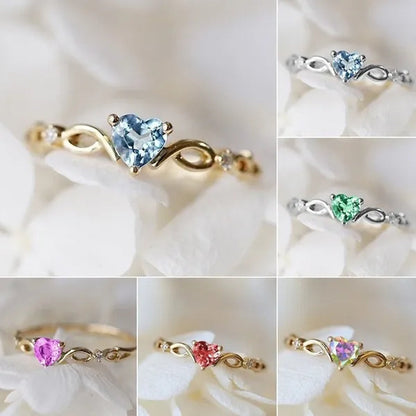 New Yellow Gold/White Gold Plated Engagement Wedding Ring Jewelry Skyblue Heart Shaped Sapphire Diamond Gemstone Rings for Women