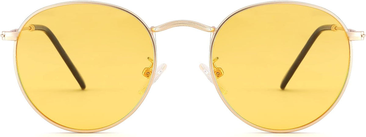 Small Round Metal Polarized Sunglasses for Women Retro Designer Style