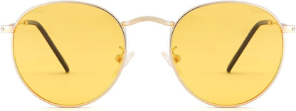 Small Round Metal Polarized Sunglasses for Women Retro Designer Style