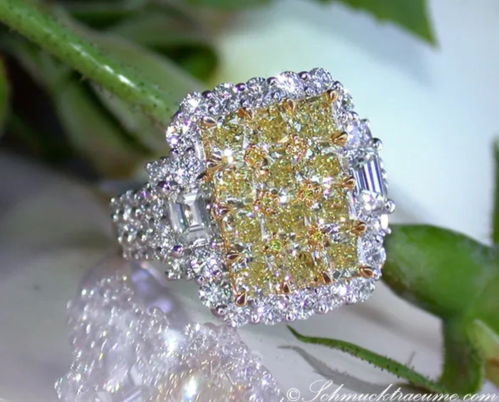 Sparkling 925 Sterling Silver Natural Gemstone Citrine Diamond Cluster Ring Party Bridal Wedding Women Jewelry Gifts Size 5 6 7 8 9 10