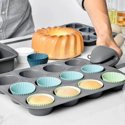 12/24PCS Silicone Cake Mold Round Muffin Cupcake Baking Molds Reusable DIY Cake Decorating Silicon Mould Tools Baking Accessories