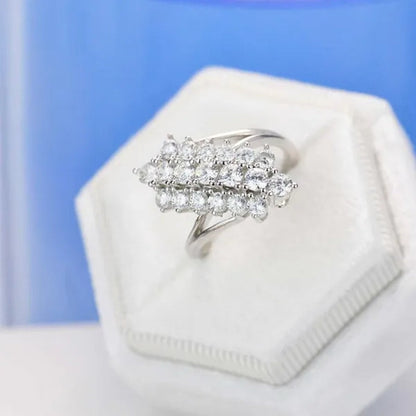 Exquisite Luxury Three Rows Sparkling Zirconia Ring Bridal Engagement Reception Anniversary Jewelry Gift