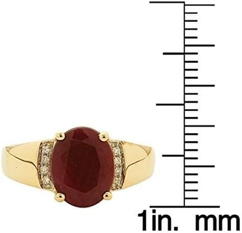 10K Yellow Gold 3Ct Genuine Opaque Ruby Ring with Diamonds for Women Holiday Gifts | Ethically, Authentically & Organically Sourced Oval Ruby Ring for Her