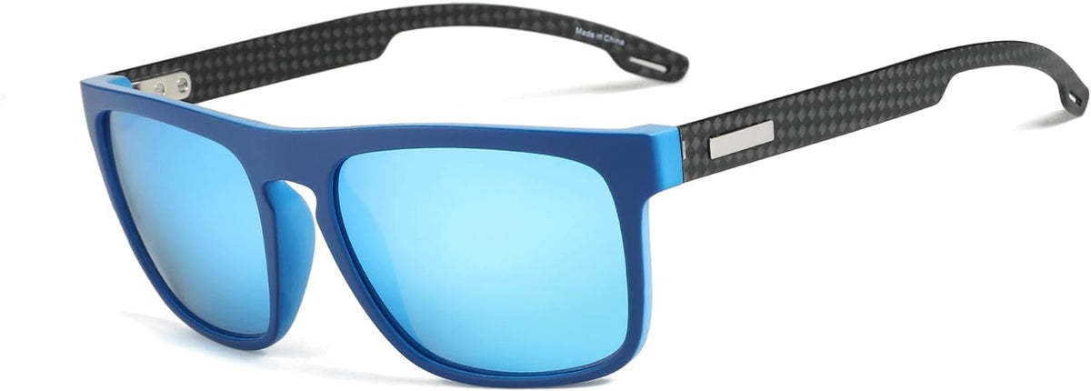 Polarized Sunglasses Men - Square Durable TR90 Lightweight Frame Carbon Fiber UV400 Protection Mens Sunglasses