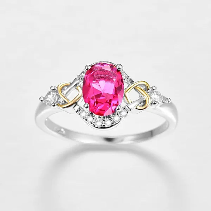 Fashion  Wedding Bride Oval Cut Rainbow Blue Topaz Sapphire Ruby Gemstone Jewelry Ring