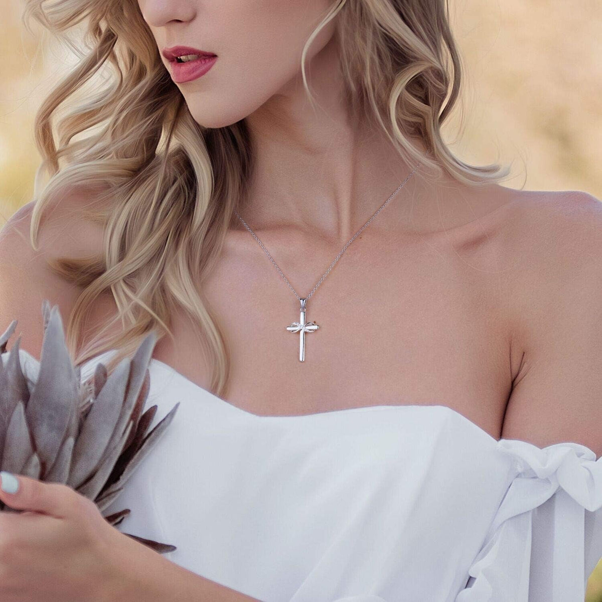 925 Sterling Silver Cross Necklace for Women Infinity Necklace 14K Rose Gold Plated Necklaces for Easter or Holiday