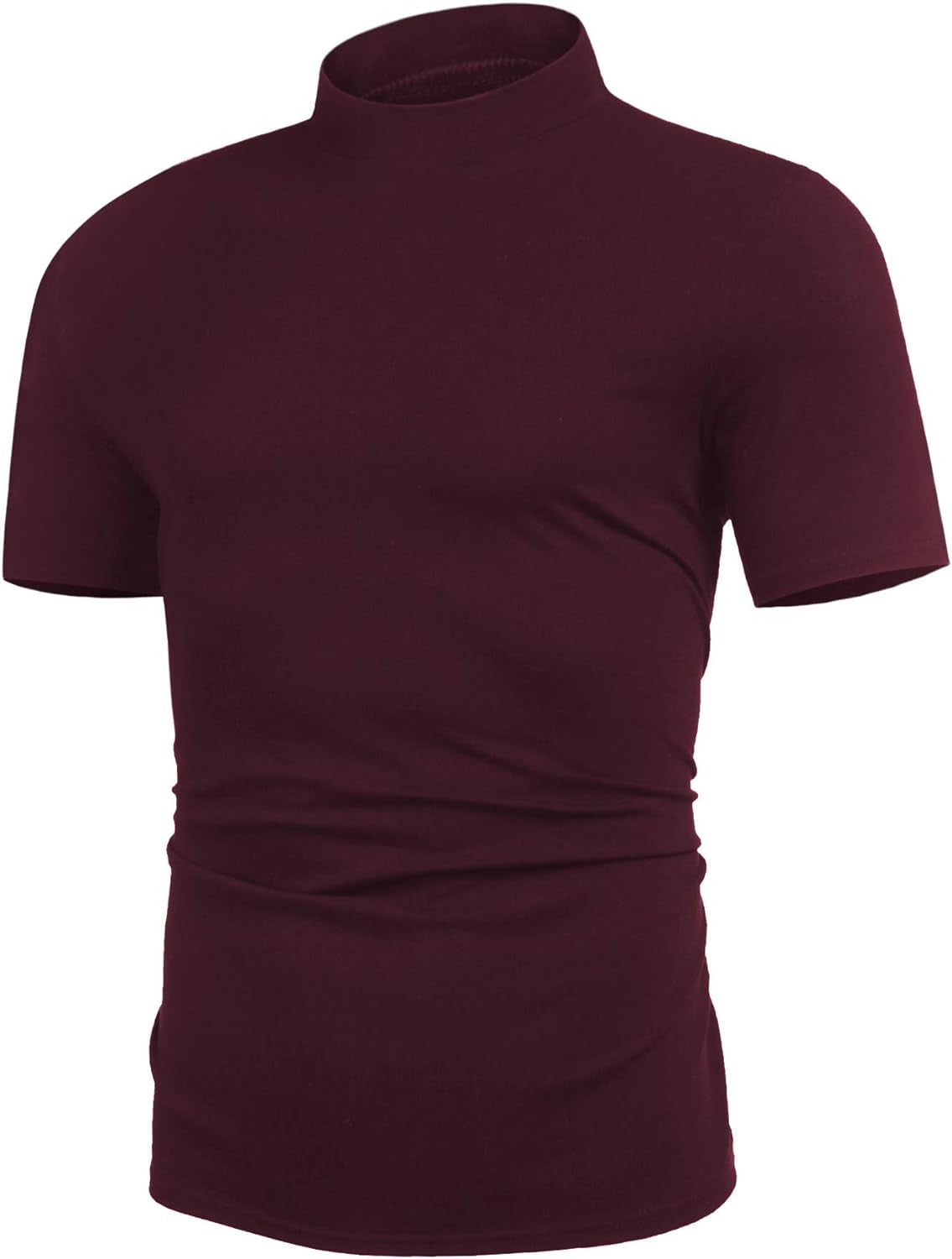 Mens Casual Turtleneck Mock Neck T Shirt Slim Fit Short Sleeve Summer Basic Tops