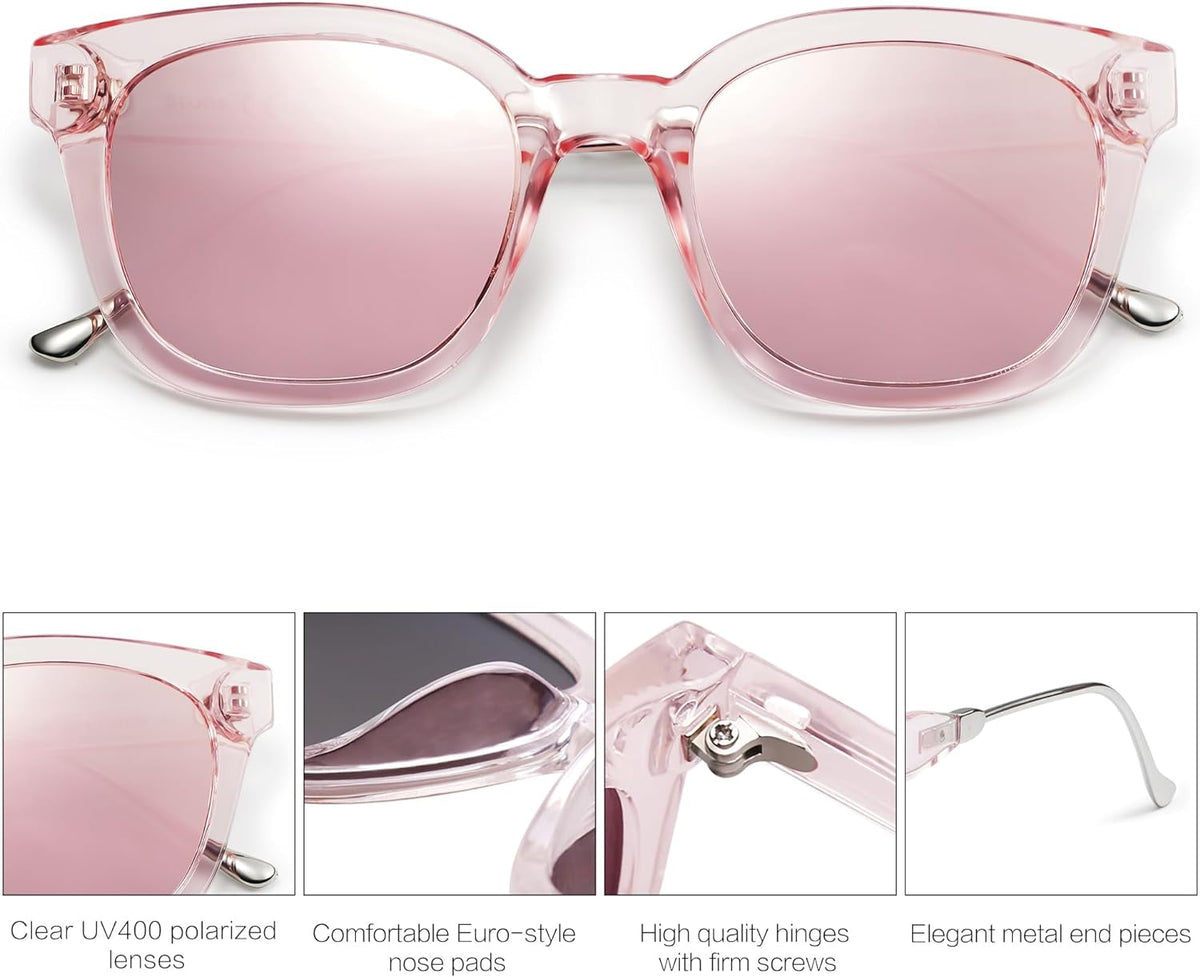 Classic Square Polarized Sunglasses for Women Men Retro Trendy UV400 Sunnies SJ2050