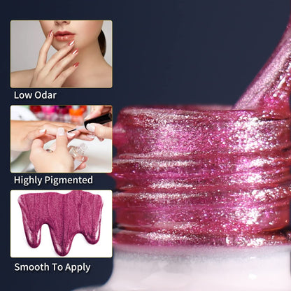 Cat Eye Gel Nail Polish Set of 12 Colors Magnetic Nail Polish Set Holographic Glitter 9D Galaxy Series Cat Eye Gel Polish Set with 2 Magnet Stick for Home DIY Soak Off UV LED