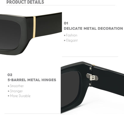 Retro Cat Eye Rectangle Polarized Sunglasses for Women Chunky Style MS52370