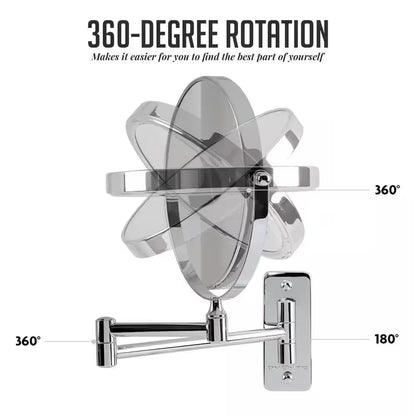 Small round Wall Mounted Polished Chrome Makeup Mirror (11 In. H X 1.4 In. W), 1X-10X Magnification