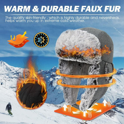 Large XL Trapper Trooper Hunting Warm Ear Flap Russian Ushanka Winter Ski Cold Weather Bomber Hats for Men