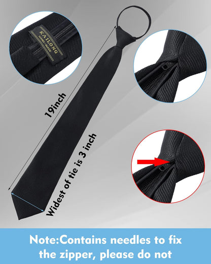 8 Pieces Zipper Tie for Men Adjustable Necktie Pre Tied Clip on Men