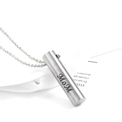 Mom Dad Stainless Steel Urn Necklaces for Women Men Cremation Pendant Necklace for Memorial Ashes Jewelry Silver
