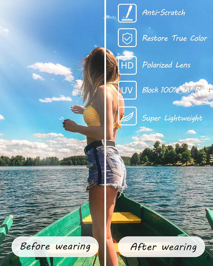Polarized Sunglasses for Women, Square Mirrored Trendy Shades with UV Protection Reduce Glare Sun Glasses