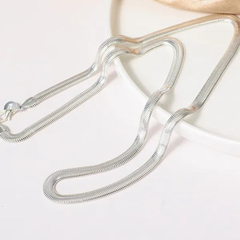 6Mm 925 Sterling Silver Flat Snake Bone Chain Necklace