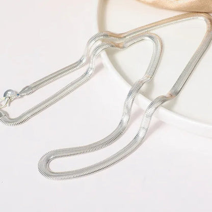 6Mm 925 Sterling Silver Flat Snake Bone Chain Necklace