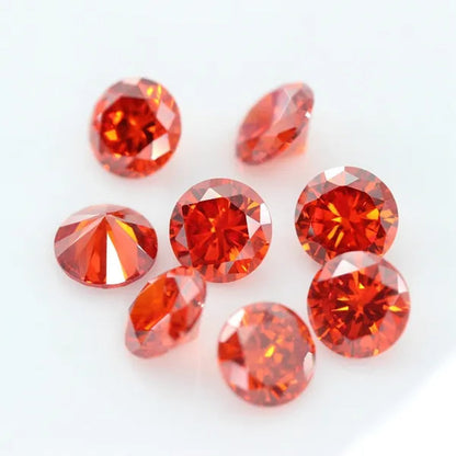 Orange Cubic Zirconia round Shape Brilliant Cut Loose CZ Stone Synthetic Gems for Jewelry