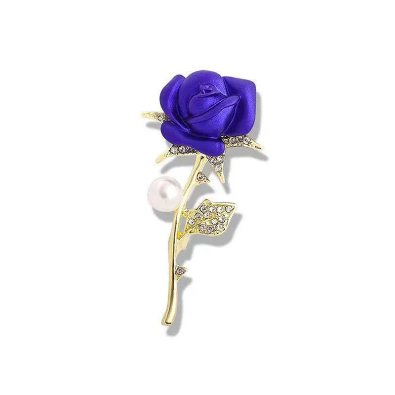 Fashion Diamond Inlaid Rose Brooch Temperament Elegant Flower Tassel Brooch Clothing Accessories Pin Clothing Brooch