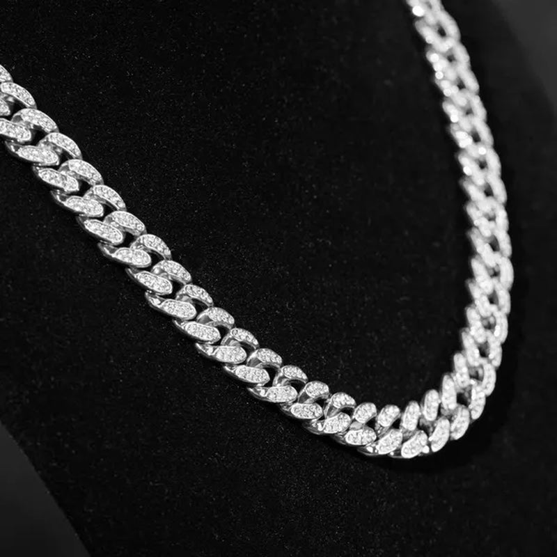 Women Mens Cuban Link Chain Gold Silver Bling Miami Cuban Necklace Diamond Chain for Men Iced-Out Hip Hop Jewelry