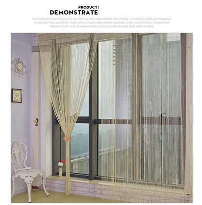 Fashion 200cm*100cm String Sparkle Curtains Fly Screen Fringe Tassel Curtain Room Divider Door Window Decor
