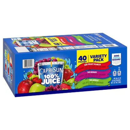 Capri Sun 100% Juice Variety Pack, 6 Fl. Oz. Pouches, 40 Pk.