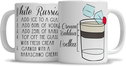 White Russian Cocktail Recipe Alcohol Bar Cool Drink Mug