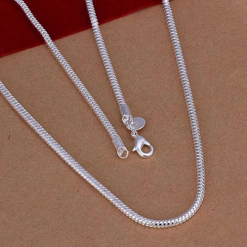 Men Women Snake Chain Necklace 925 Sterling Silver 1MM/2MM/3MM/4MM Thick Silver Necklaces Fashion Wedding Party Exquisite Jewelry(8-30Inch)