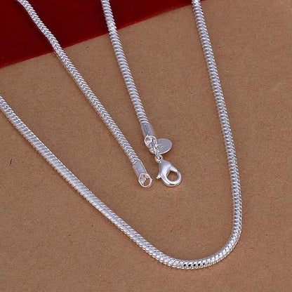 Men Women Snake Chain Necklace 925 Sterling Silver 1MM/2MM/3MM/4MM Thick Silver Necklaces Fashion Wedding Party Exquisite Jewelry(8-30Inch)