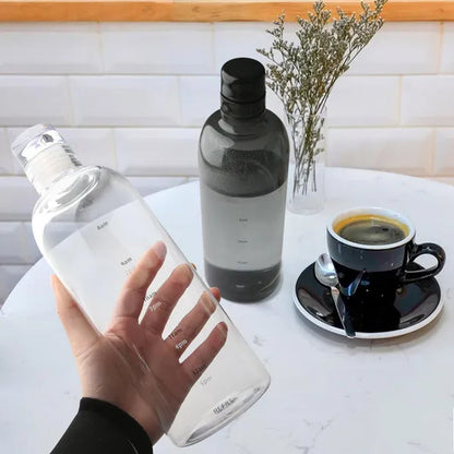 500/ 750ml PC Plastic Water Bottle with Time Marker Creative Large Capacity Leakproof Drink Bottle Gym Sport Water Bottles