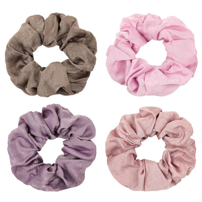 Silk Satin Scrunchies - No Crease Hair Ties for Women, Thick Hair Ponytail Holders with Soft Elastic Bands