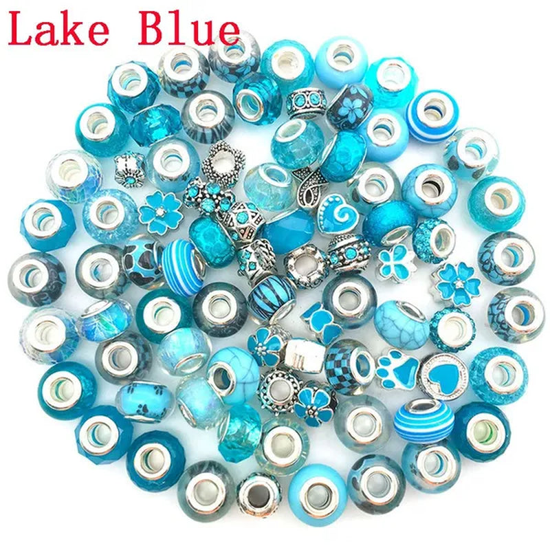40/80pcs Fashion bracelet 925 Sterling Silver large hole beaded isolation beads Crystal bead DIY jewelry accessories.