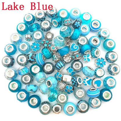 40/80pcs Fashion bracelet 925 Sterling Silver large hole beaded isolation beads Crystal bead DIY jewelry accessories.