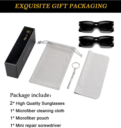 Square Frame Sunglasses for Women Men Trendy Chunky Rectangle Sun Glasses Black Shades UV400 Protection