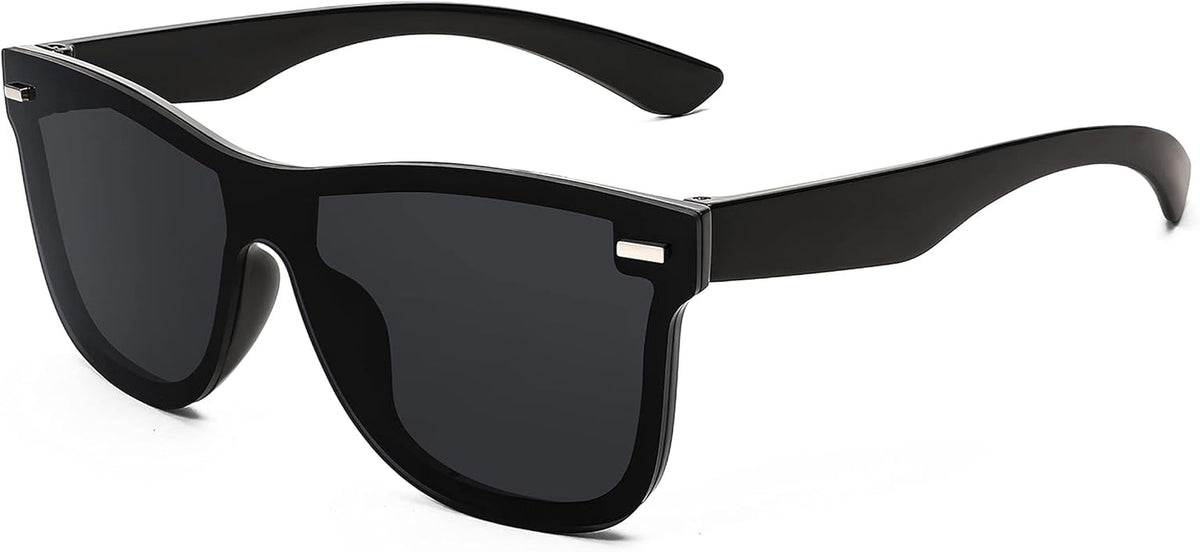 Sunglasses, Rimless Mirrored Sun Glasses with Reflective One-Piece Lens, B4114