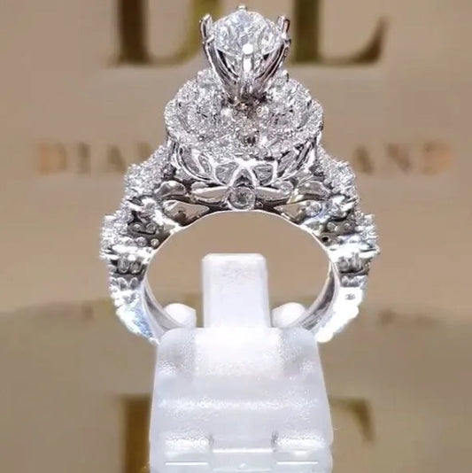 Classic Luxury Temperament Woman Fashion Jewelry Exquisite  Birth Stone Romantic Bride Wedding Jewelry Noble Princess Proposal Engagement Ring Size US4-11 Christmas Gift