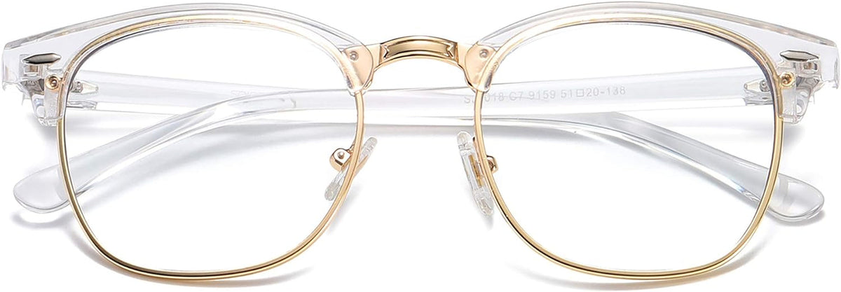 Retro Semi Rimless Blue Light Blocking Glasses Half Horn Rimmed Eyeglasses SJ5018