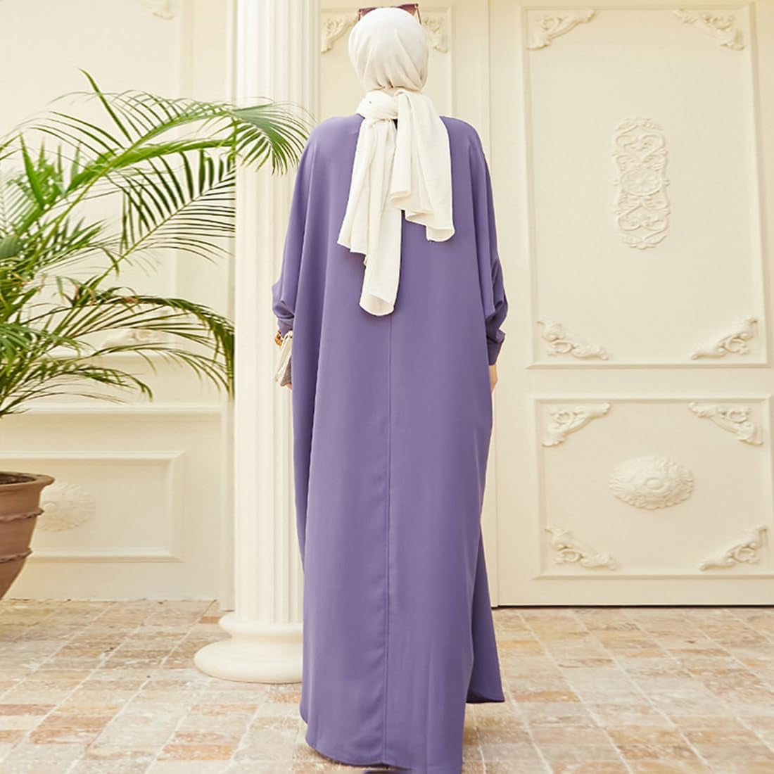Women'S Muslim Dress Ramadan Abaya Batwing Sleeve Henley Shirt Prayer Kaftan Dubai Islamic Dress