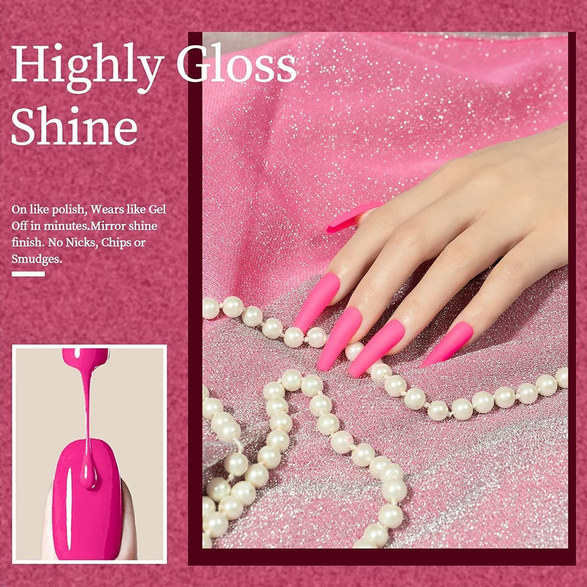 15ML Hot Pink Gel Nail Polish 1Pc Bright Pink Gel Polish Soak off UV LED Nail Gel Polish Nail Art Starter Manicure Salon DIY at Home, 0.5 OZ
