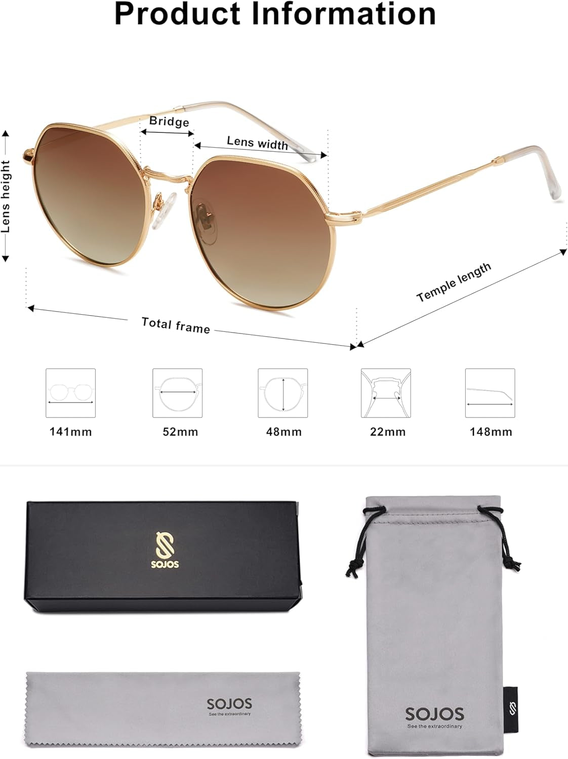 round Polygon Polarized Sunglasses for Women Men Retro Classic Vintage Panto Shades SJ1157