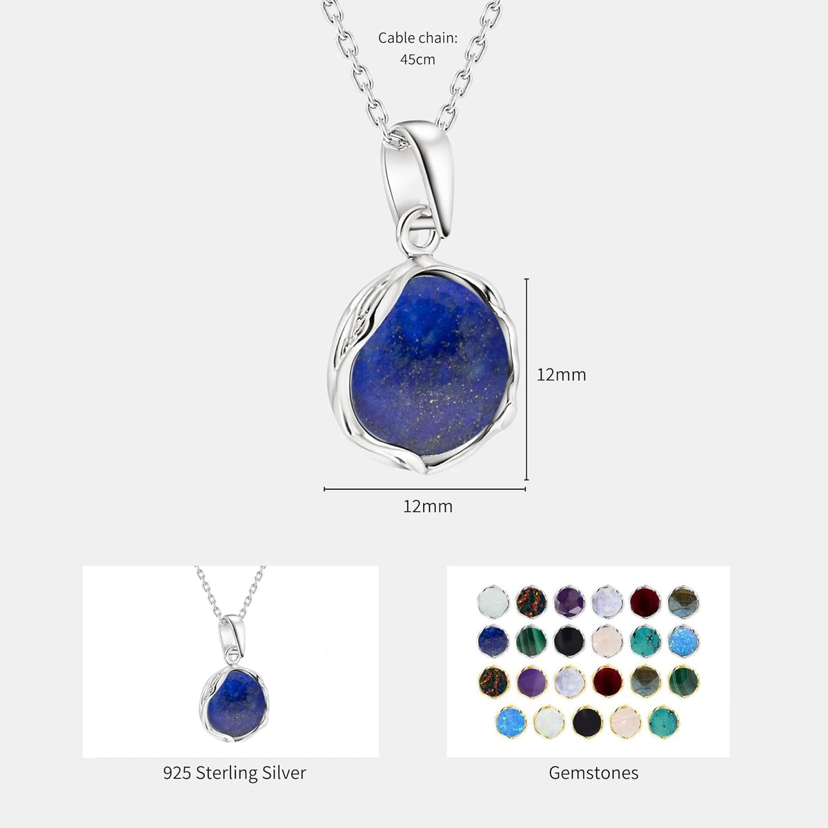 925 Sterling Silver Lapis Lazuli Necklace Women - Lapis Lazuli Pendant Necklace Silver- December Birthstone Necklace - Silver Jewelry for Women- Minimalist Jewelry- Birthstone Necklaces