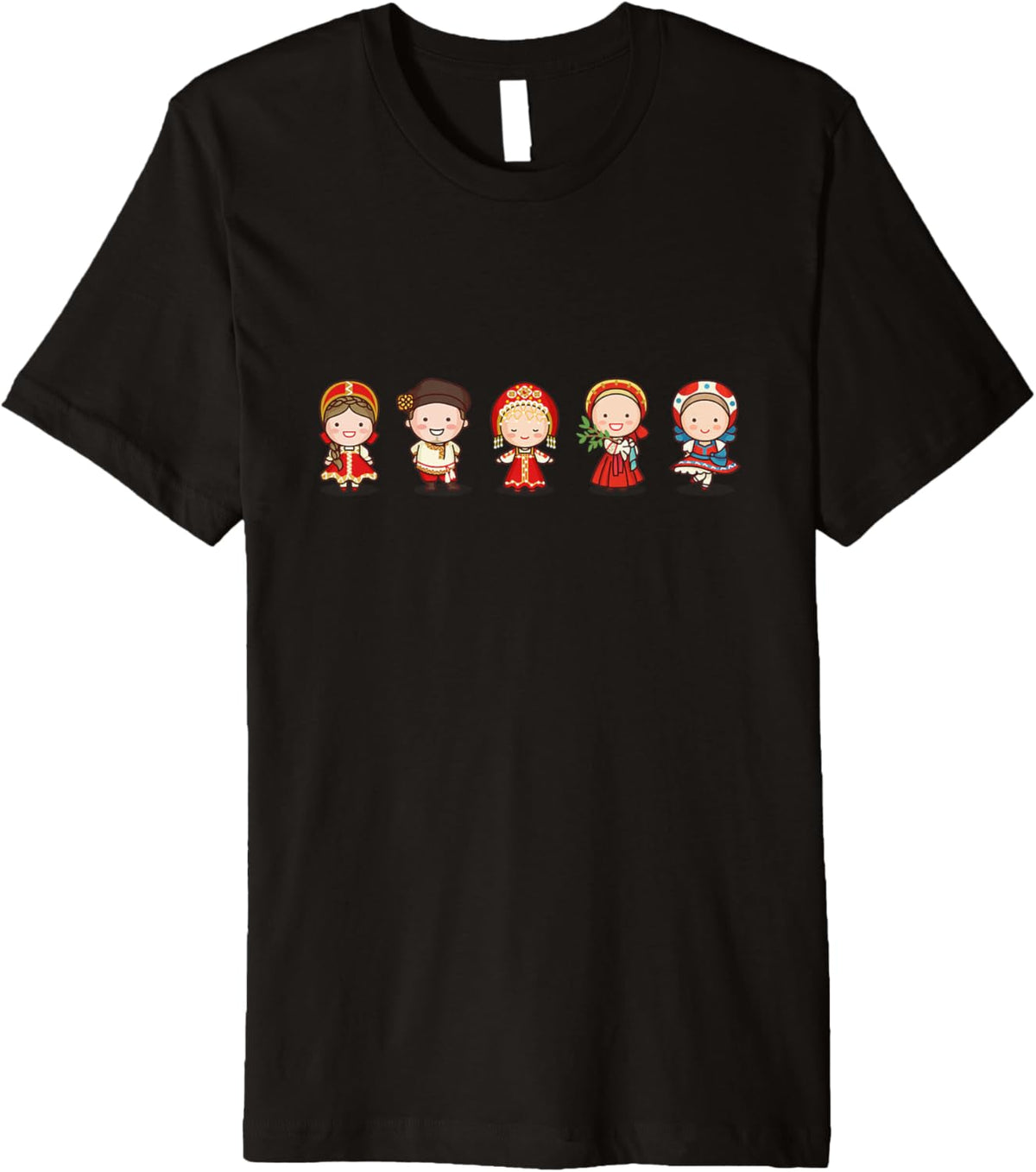 Cute Traditional Russian Characters in Russian Clothing Premium T-Shirt