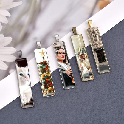 60Pcs Pendant Tray Bezel Setting Kit-30Pcs Rectangle Cabochon Settings and 30Pcs Rectangle Clear Glass Cabochon Dome Tiles Cameo for DIY Jewelry Making Antique Silver
